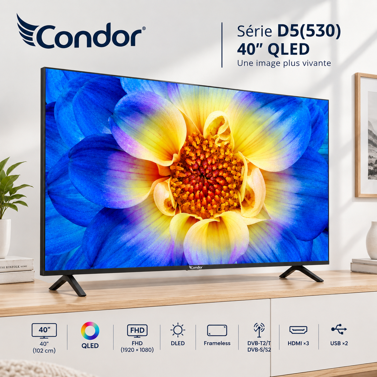 TV CONDOR Serie D5 QLED FHD 40″
