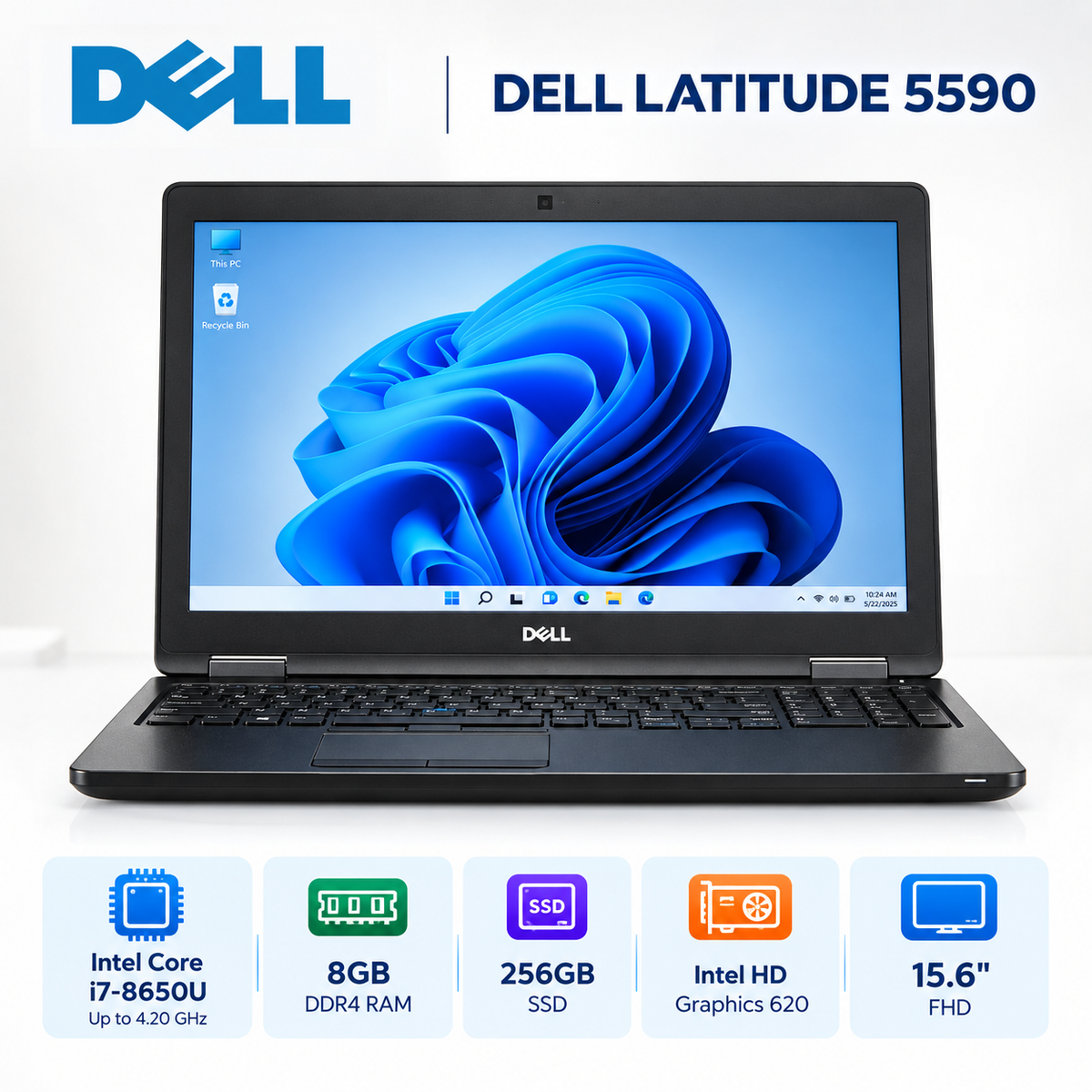 Dell Latitude 5590 – Intel® Core™ i7 / RAM 8GB / SSD 256GB / Écran 15.6″ / Occasion Garantie