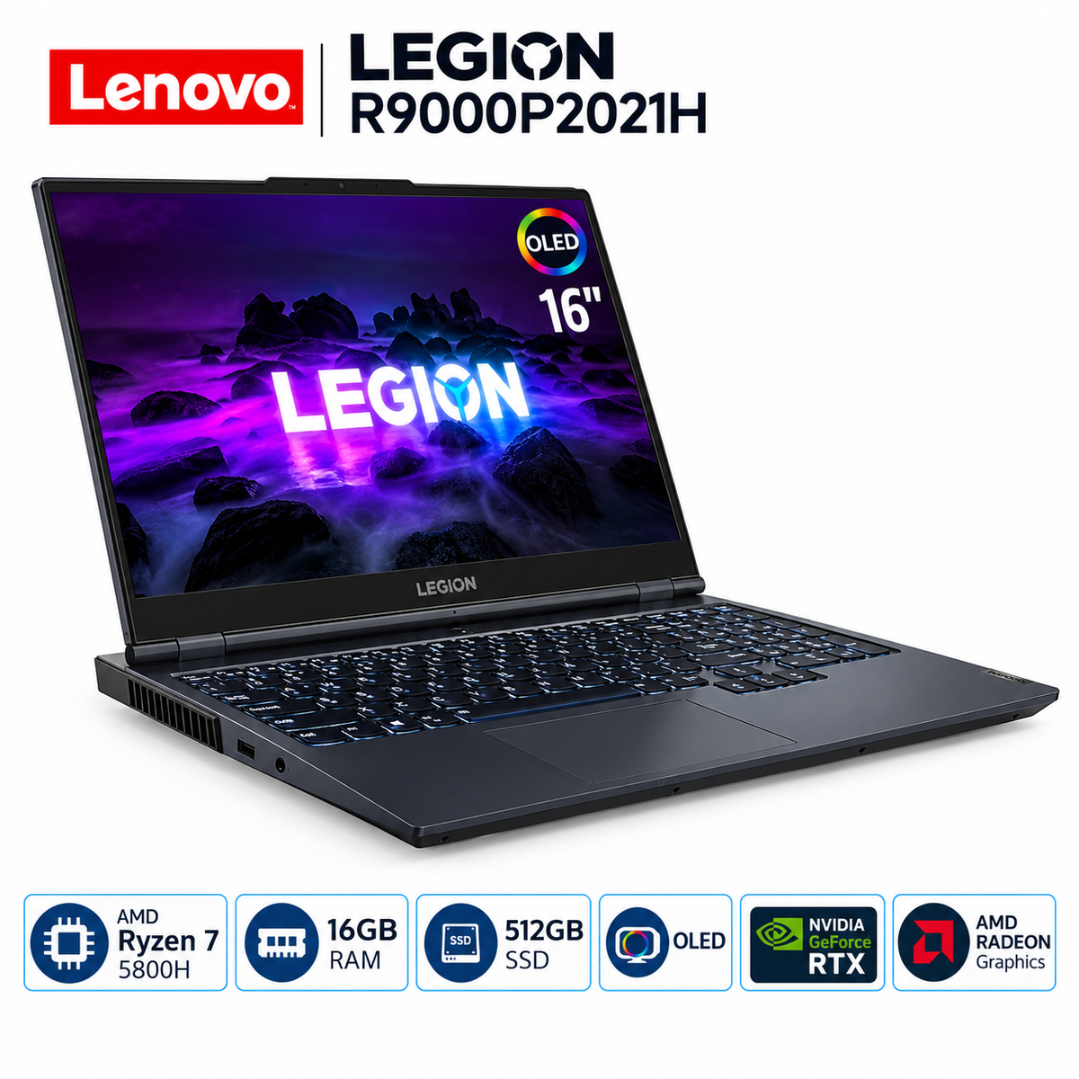 Lenovo Legion R9000P2021H – AMD Ryzen 7 5800H - 16GB RAM - SSD 512GB - Écran 16" - État Excellent