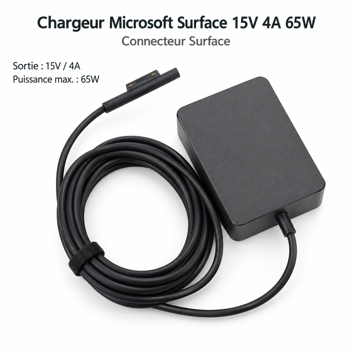 Chargeur Laptop Microsoft Surface Original – 65W - 15V – 4A - Connecteur Magnétique Surface - État Neuf