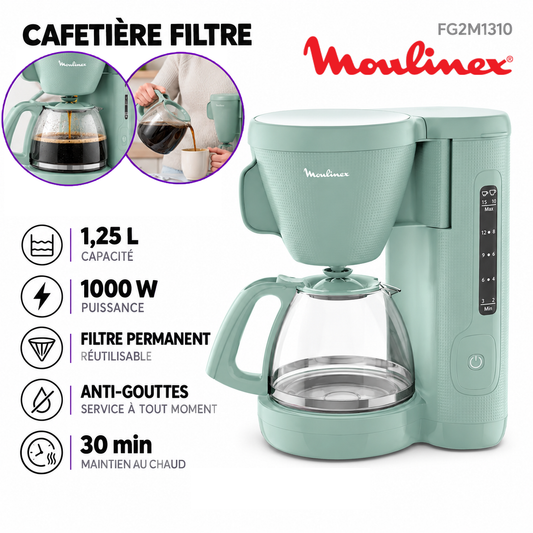 Moulinex – Eucalyptus FG2M1310 – Cafetière Filtre - Capacité 1.25 L
