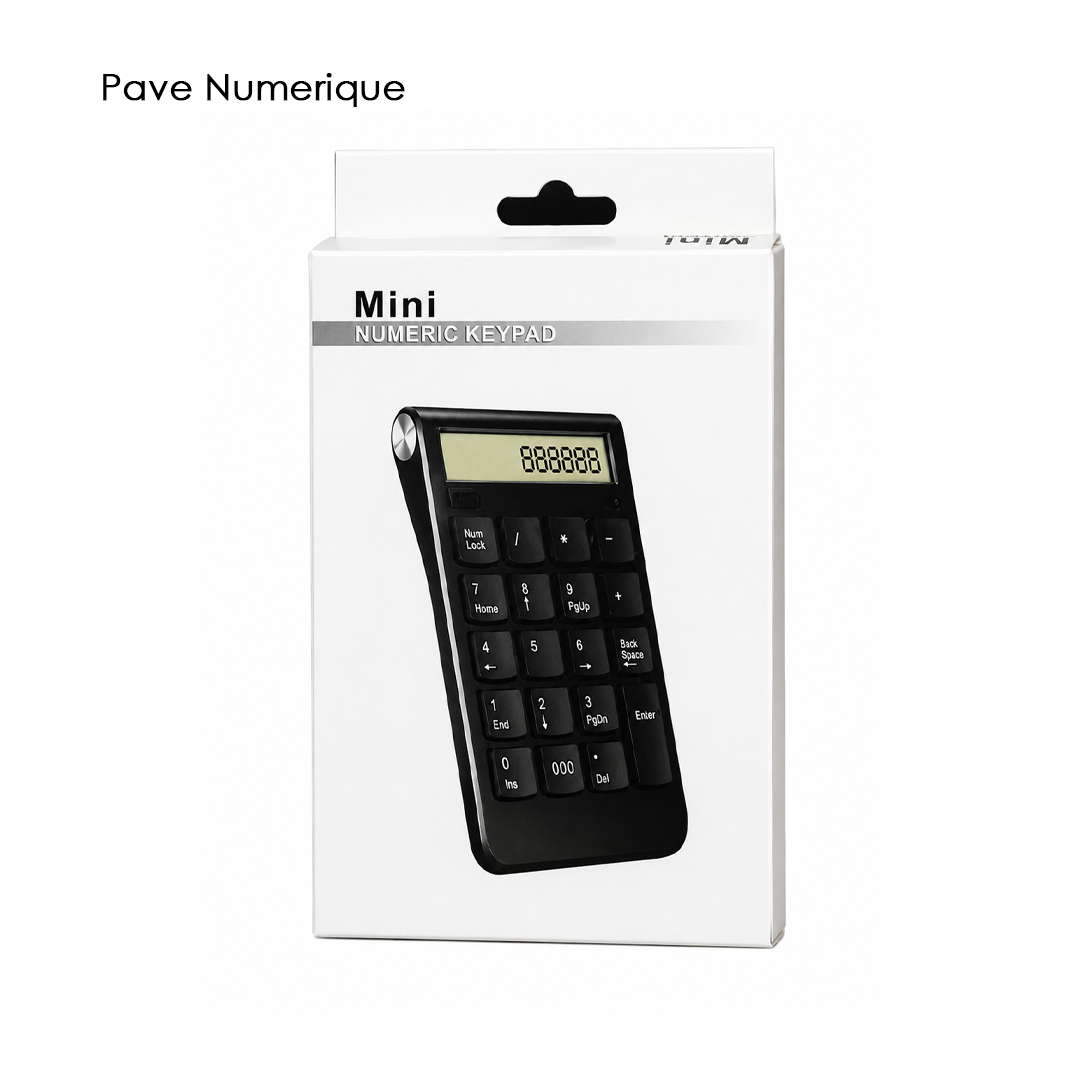 Pavé Numérique pro tech Sans Fil 2.4G avec Calculatrice LCD
