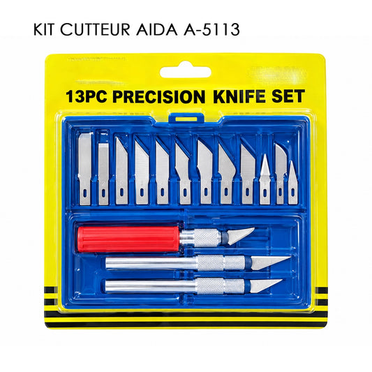 Kit Cutteur de Précision AIDA A-5113 - 13 Pieces avec Etui