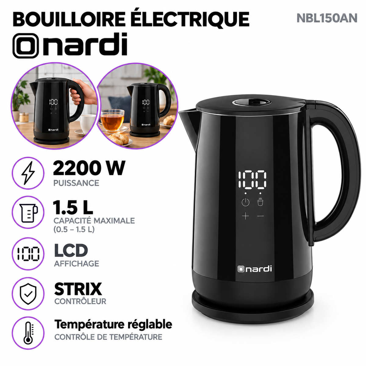 Nardi – NBL150AN – Bouilloire à Température Réglable - Affichage Digital
