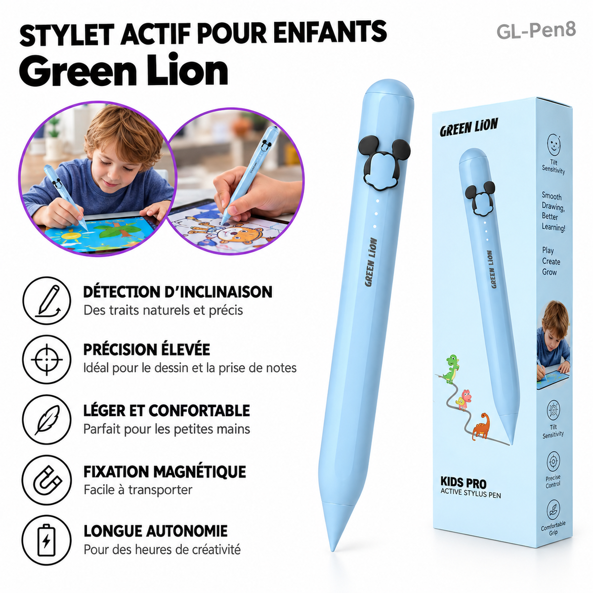 Stylet actif enfants Green Lion GL-Pen8 Kids Pro
