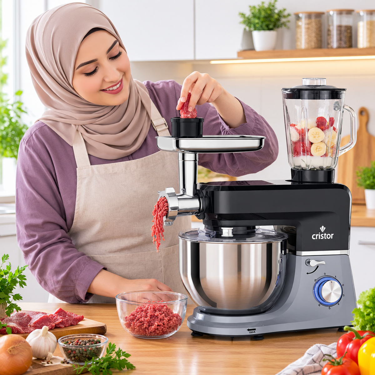 Cristor – KPM50DGN – Pétrin Multifonction - Cuve Inox 7 L et Puissance 1900 W