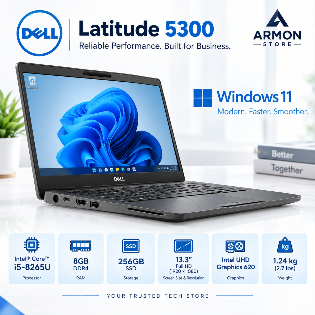 Dell Latitude 5300 – Intel® Core™ i5-8265U - RAM 8GB/16GB - SSD 256GB/512GB - Écran 13.3″ - Occasion Garantie