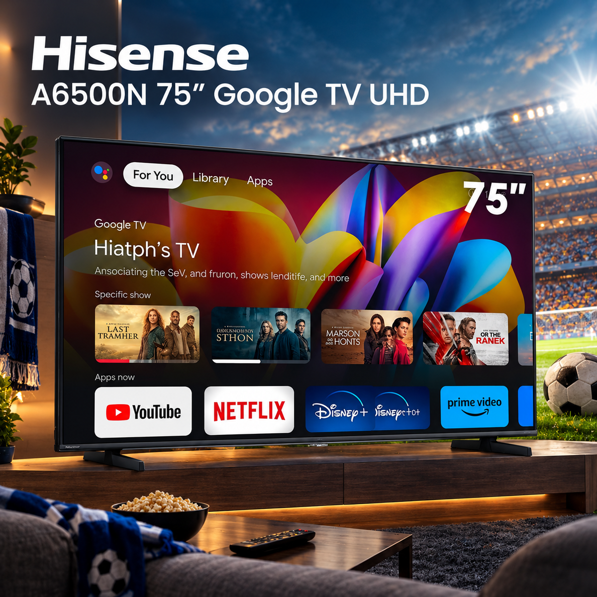 Hisense A6500N – Téléviseur 75 Pouces 4K UHD Smart TV (Google TV / Dolby Vision / 4K AI Upscaler)