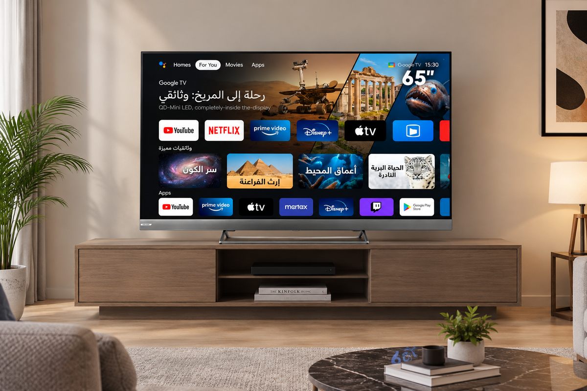 CONDOR 65UX900 – Téléviseur 65 Pouces 4K UHD Smart TV (QD-Mini LED / Google TV / 144Hz VRR)