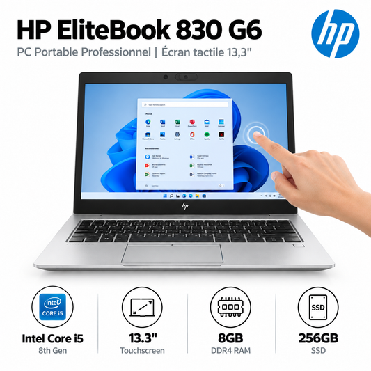 HP EliteBook 830 G6 – Intel® Core™ i5-8365U - RAM 8GB-16GB - SSD 256Gb-512GB - Ecran 13.3″ Full HD Tactile