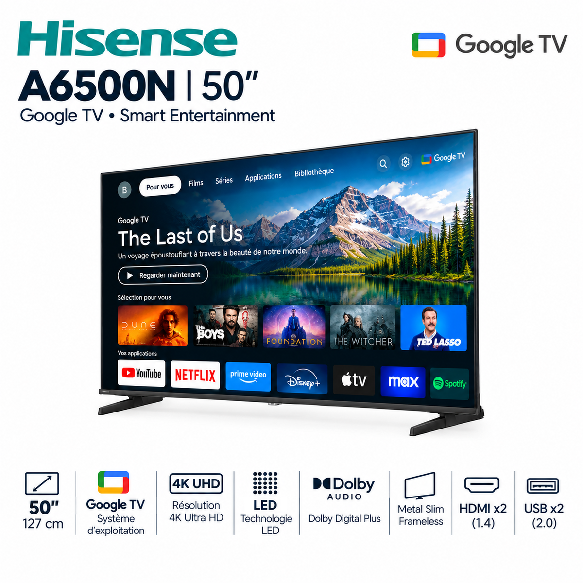 LED 50" HISENSE SMART 4K UHD / GOOGLE TV / 50A6500N