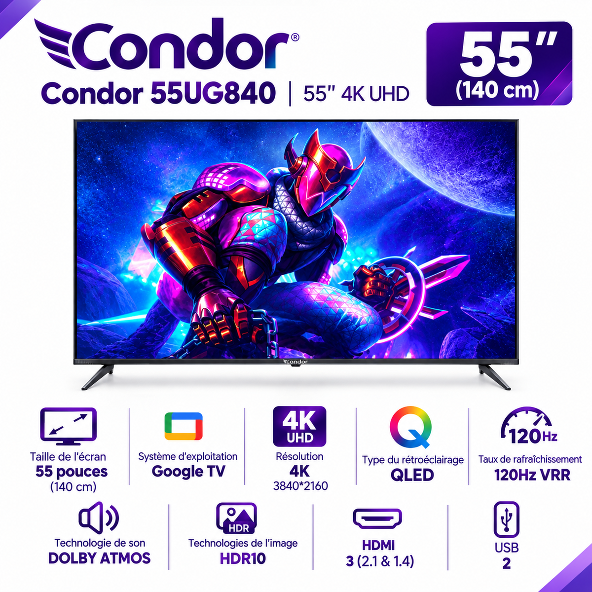 TV UHD TV 55 CONDOR 120HZ/G8 GAMING SERIES - 55UG840