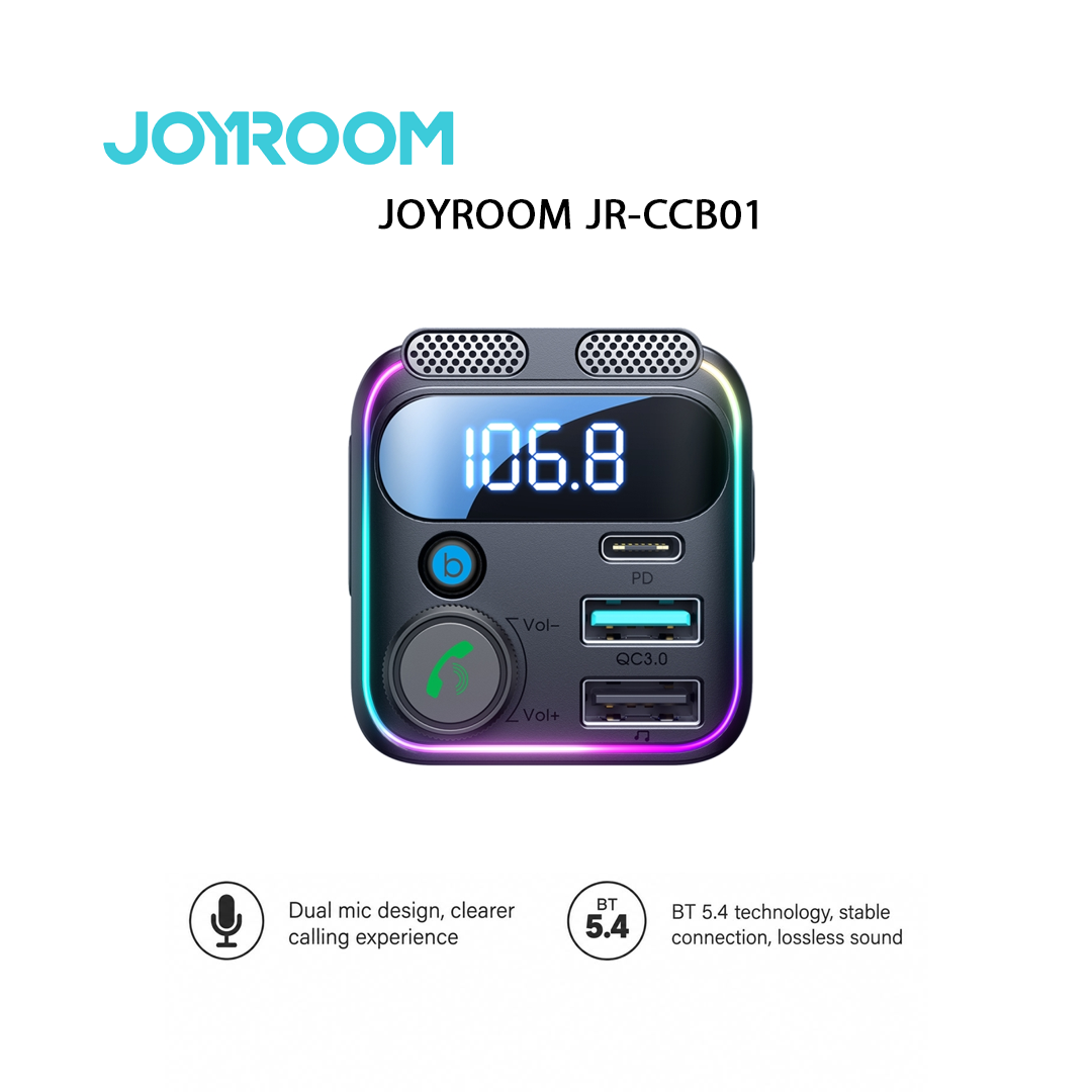 Transmetteur FM Bluetooth Voiture JOYROOM JR-CCB01 - 81W avec Double Micro