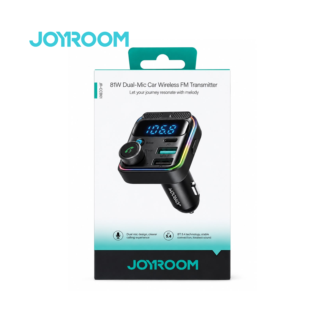 Transmetteur FM Bluetooth Voiture JOYROOM JR-CCB01 - 81W avec Double Micro