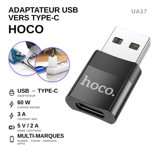 Hoco – UA17 – Adaptateur USB vers Type-C