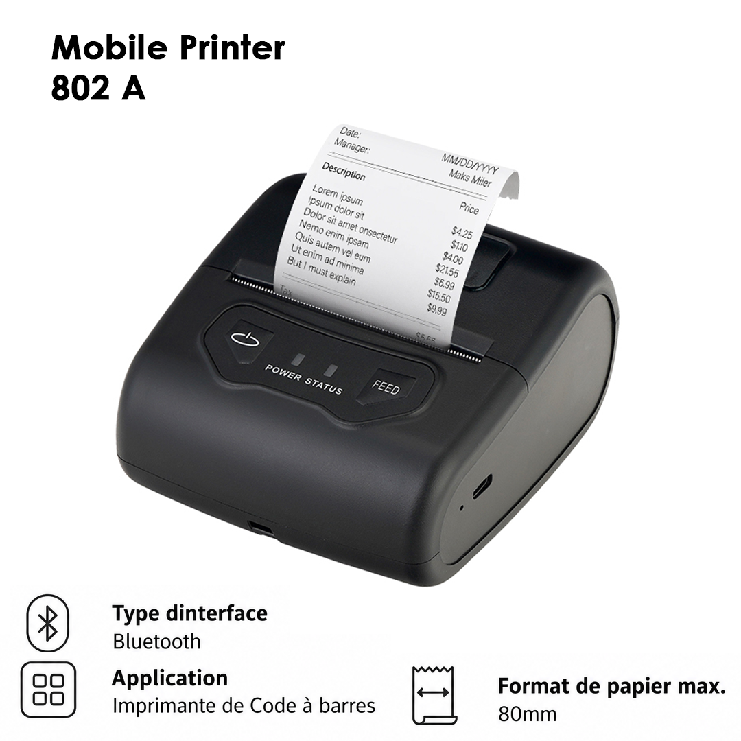 Xprinter XP-P802A 80mm Imprimante Facture Bluetooth Portable