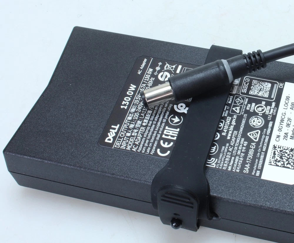 Chargeur Laptop Dell Original 130W 19.5V 6.7A – Fiche Noir avec Câble Trèfle En État Excellent