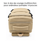 Sac à Dos de Voyage Multifonction PC 14" Beige - Réf S601
