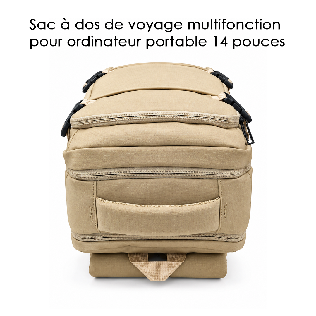Sac à Dos de Voyage Multifonction PC 14" Beige - Réf S601