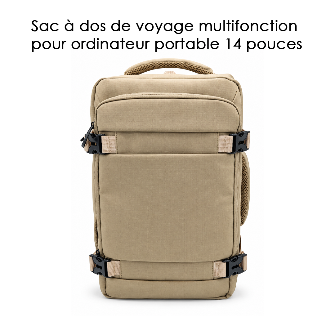 Sac à Dos de Voyage Multifonction PC 14" Beige - Réf S601