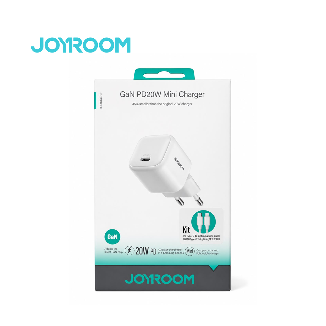 Chargeur Secteur JOYROOM JR-TCG08EU - GaN 20W PD avec Câble Type-C vers Lightning