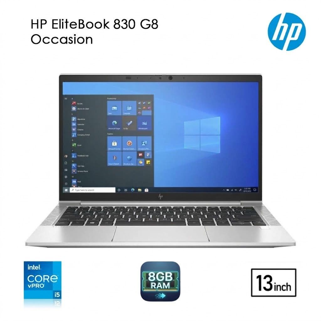 HP EliteBook 830 G8 13.3" i5 11ème Gen / 8 Go / 256 Go SSD Occasion – Excellent État